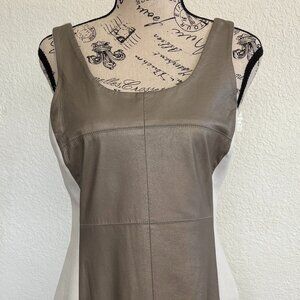 Leather & Fabric Sleeveless Sheath Dress - WHAT???!?